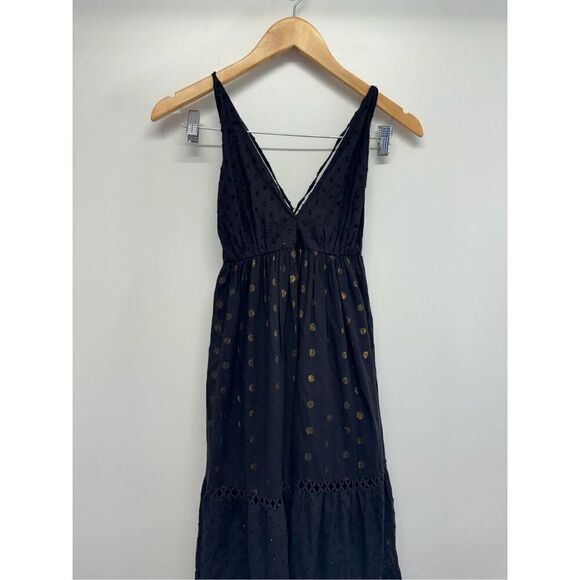 Anthropologie PQ Swim Maxi Dress Black Gold Size XS/S Shine Sleeveless NWT - Picture 4 of 10
